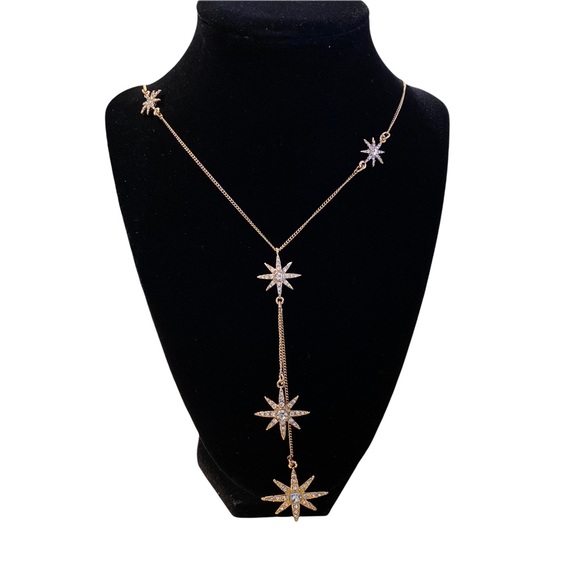 J. Crew Jewelry - J. Crew Starburst Lariat Necklace Gold Tone Crystal